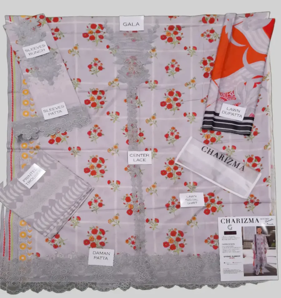 CC5-23 Combination Vol-III 2025 | 3-Piece Embroidered Lawn Suit with Chiffon Dupatta