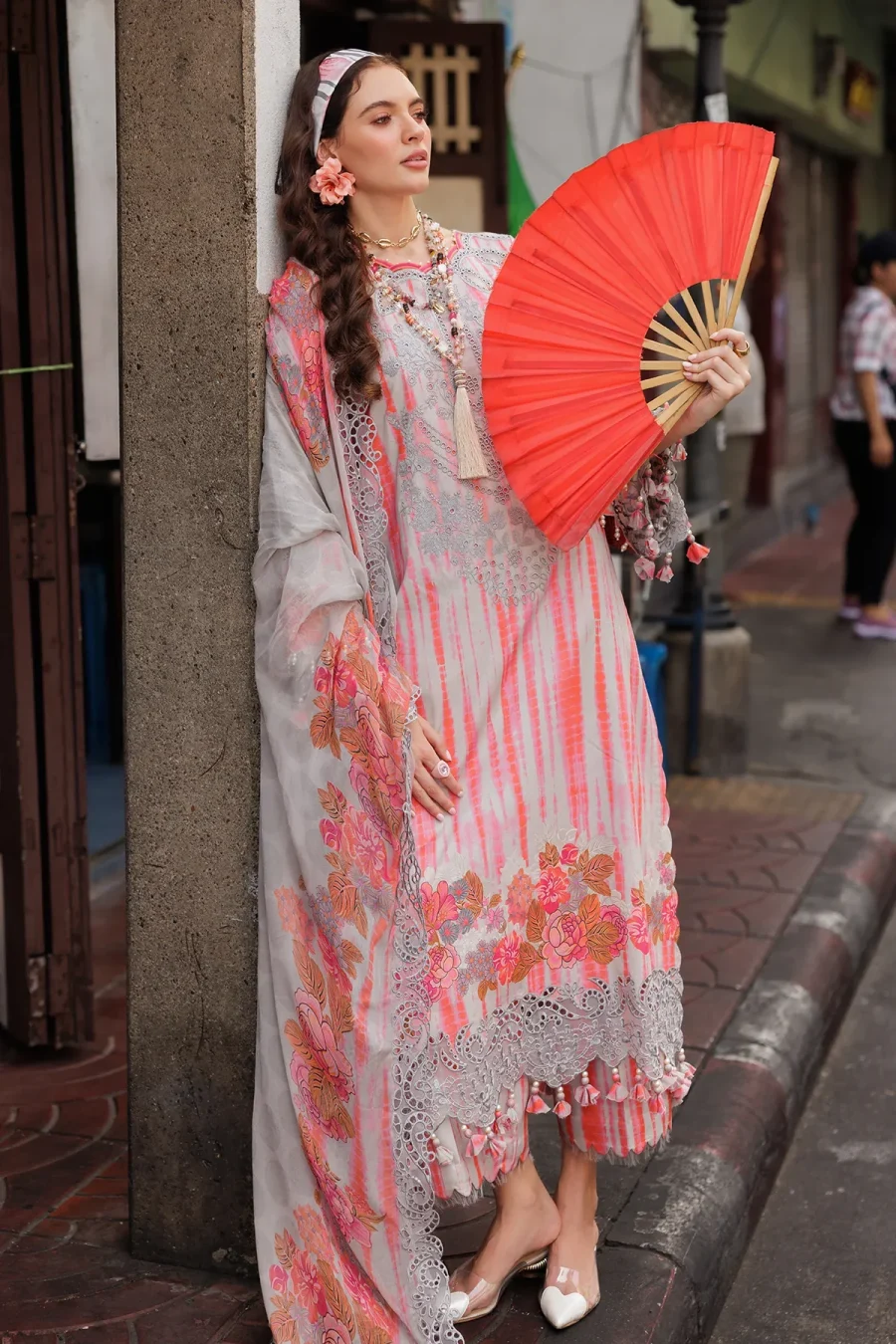 3-PC Embroidered Lawn CRB5-18 | Suit with Chiffon Dupatta & Cotton Trouser