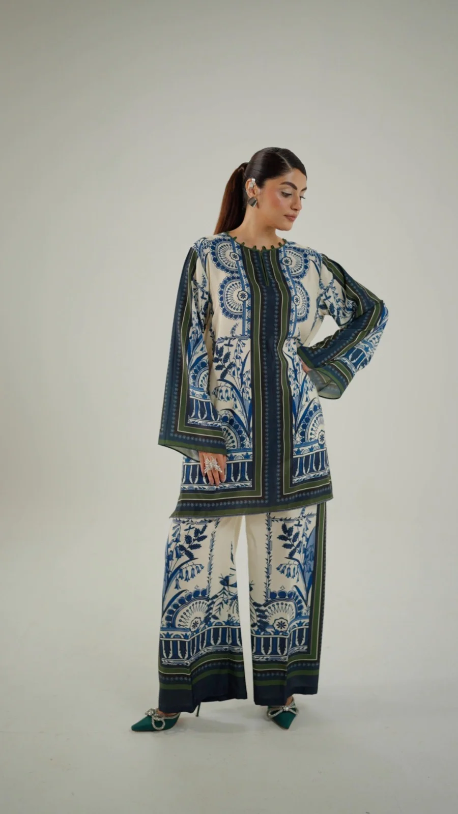 Stylish Accent Printed Co-Ord Set 110 | Women’s 2-Piece Suit